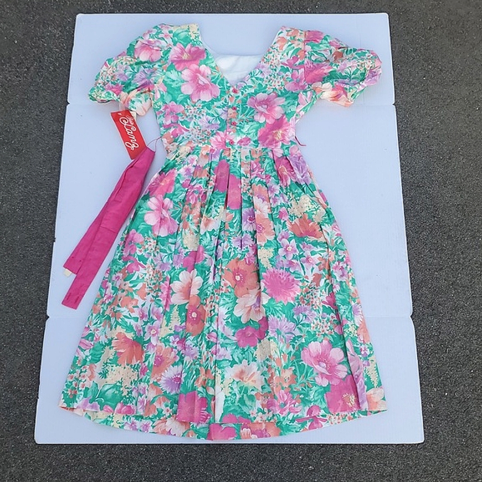 Vintage Lanz Floral Dress With Pink And Green Accents